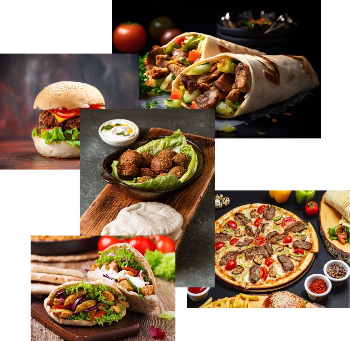 Kebab, falafel, burger og pizza fra kjøkkenet vårt